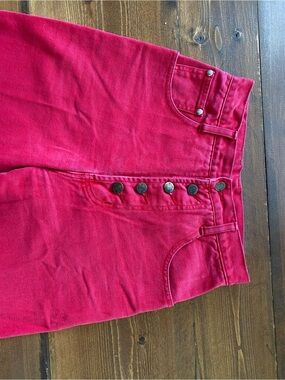 Women’s High-Rise Red Button-Fly Jeans